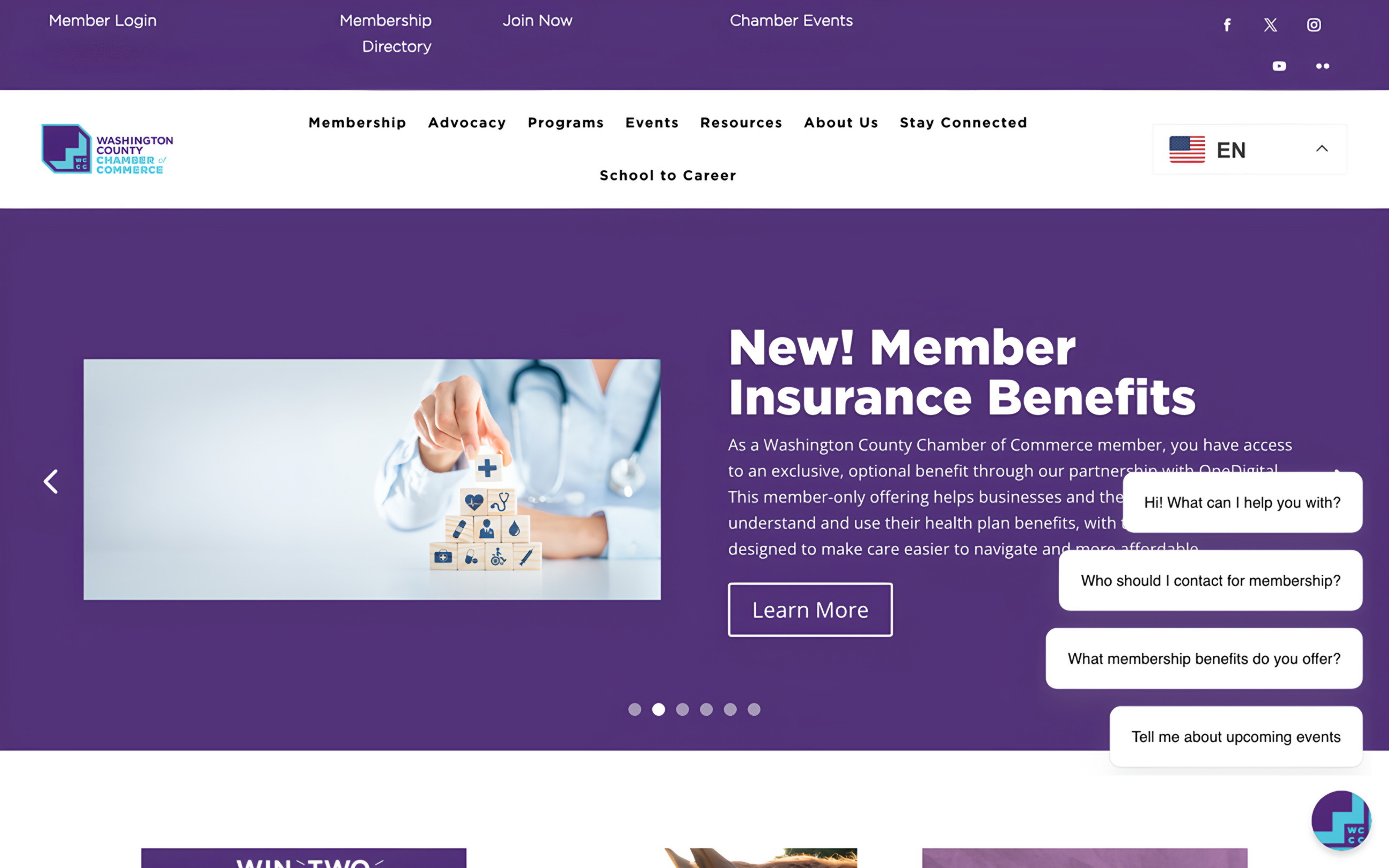 Washington County Chamber of Commerce live site