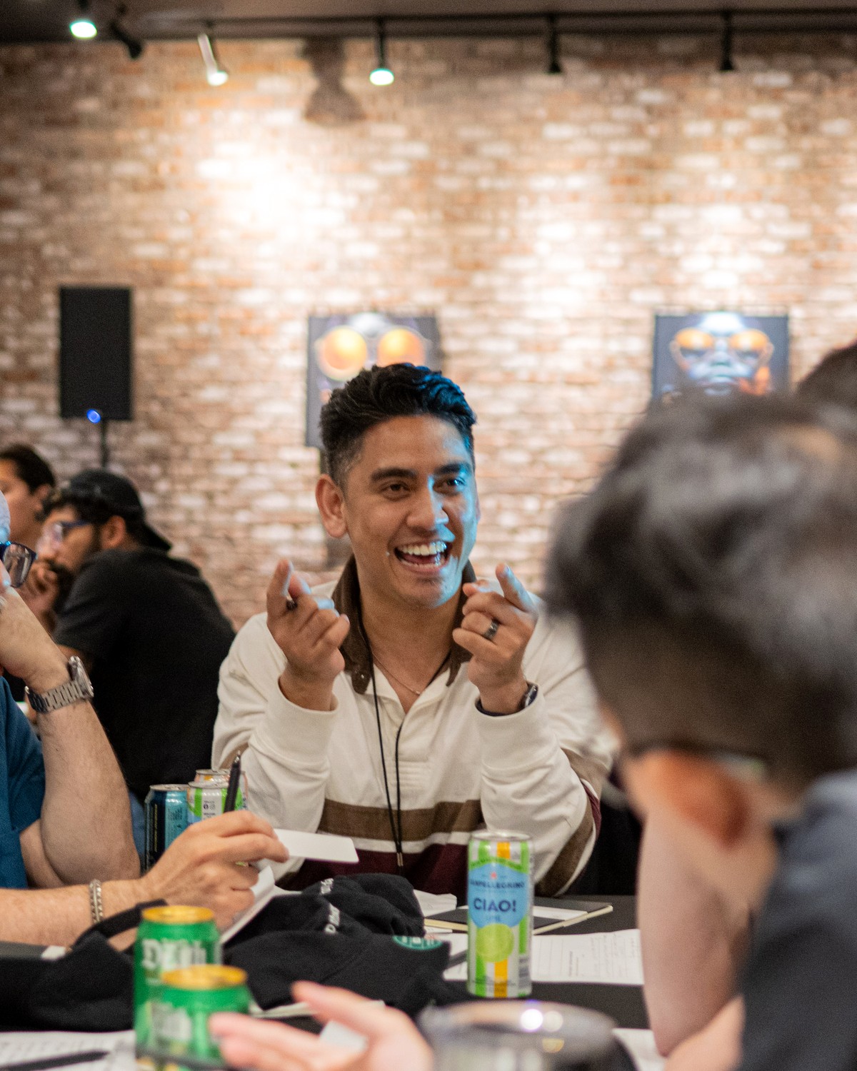 A working table mid-conversation